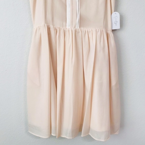 New! Jessica Simpson Fit & Flare Chiffon Tulle Blush Pink Party Cocktail Dress - Picture 6 of 12